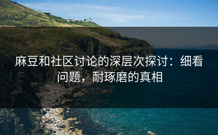 麻豆和社区讨论的深层次探讨：细看问题，耐琢磨的真相