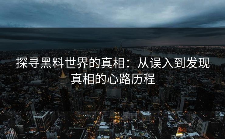 探寻黑料世界的真相：从误入到发现真相的心路历程
