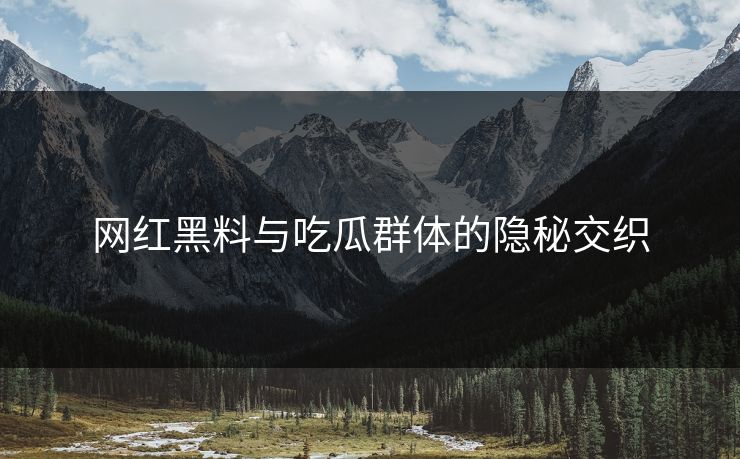 网红黑料与吃瓜群体的隐秘交织