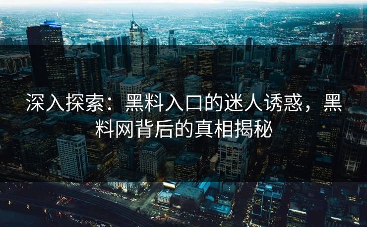 深入探索：黑料入口的迷人诱惑，黑料网背后的真相揭秘